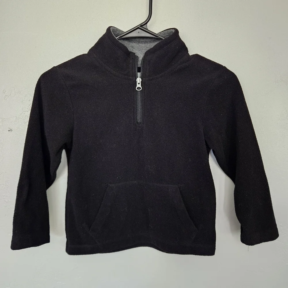 The Children's Place Toddler Boy XS 4 Black Fleece Pullover Quarter Zip Jacket